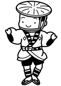 奴-1c 奴-1c 奴,中間,江戸,仕事,職業,笠,半纏,着物,股引き,脚絆のイラスト素材