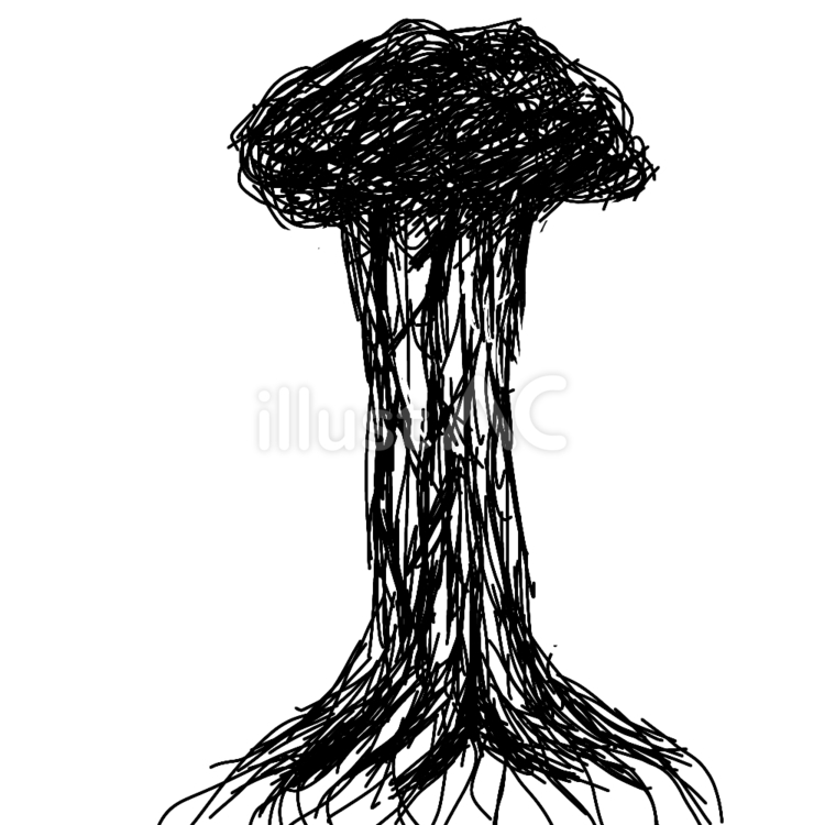 闇の深そうな木の絵 木,絵,線画のイラスト素材