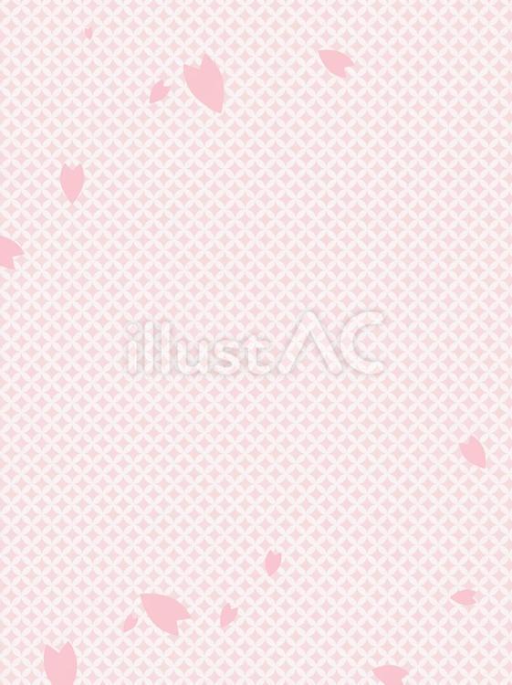 ピンク色の桜の花びらと七宝文様の背景 桜,花びら,春のイラスト素材