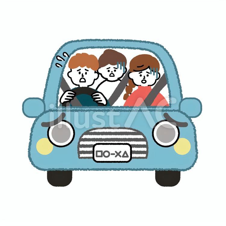 家族　車酔い シンプル,運転,迷子のイラスト素材