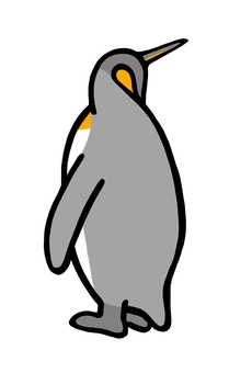 見返りペンギン キングペンギン,オウサマペンギン,ペンギン,鳥,水族館,1羽,立つ,白,黒,グレーのイラスト素材