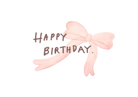 バースデーカード 手描き 水彩 リボン リボン,happy,birthday,水彩,カード,誕生日,手描き,かわいい,筆記体,英語のイラスト素材