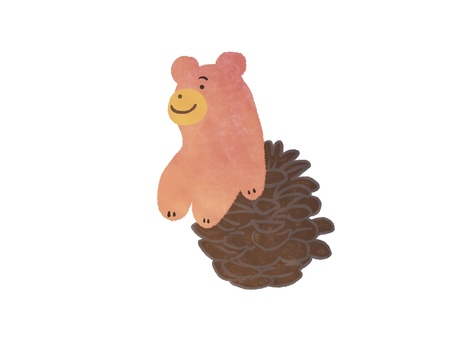 クマと松ぼっくり(明るめ)