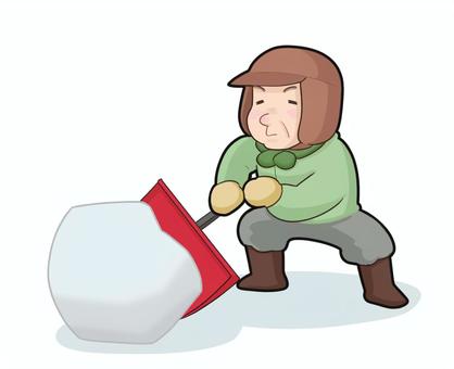 重労働　豪雪の雪かき 豪雪,雪かき,老人,重労働,きついのイラスト素材