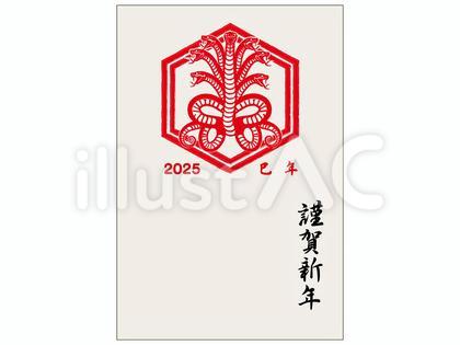 2025年賀状 巳年 ヤマタノオロチ朱印