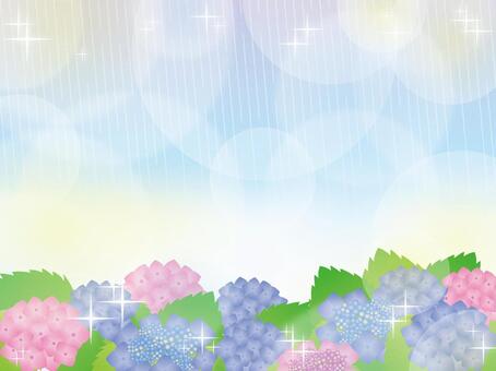 きらきらアジサイと雨の風景 きらきらアジサイと雨の風景 夏,あしらい,花のイラスト素材