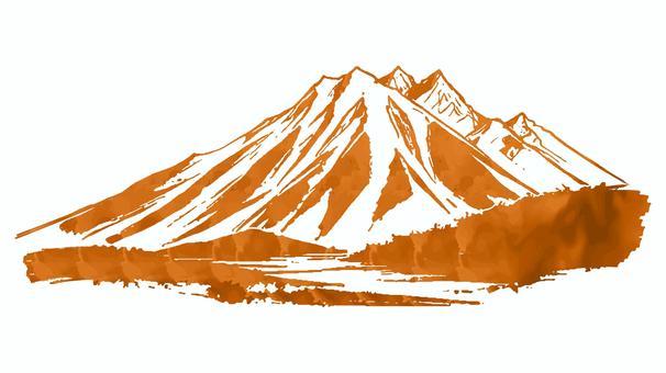 山々の水彩イラスト 山,水彩,イラスト,手描き,自然,にじみ,シルエット,山脈,風景画,アウトドアのイラスト素材