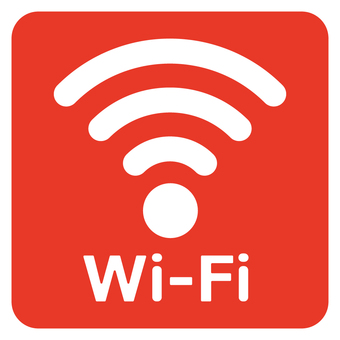 wi-fiアイコン四角_赤 wifi,電波,アンテナ,文字,ネットワーク,ワイファイ,wiーfi,シルエット,アイコン,シンプルのイラスト素材