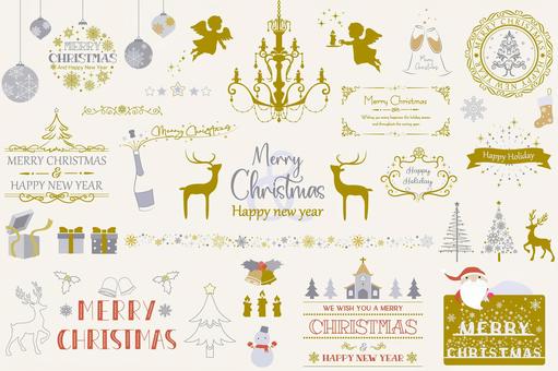 クリスマスのフレームイラストのセット クリスマス,フレーム,エレガント,冬,結晶,メリークリスマス,ホリデー,シーズン,祝日,天使のイラスト素材