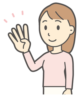 ロングヘア女性-388-バスト 数字,女性,女の子,人物,かわいい,4,指差し,ハンドサイン,数える,カウントのイラスト素材