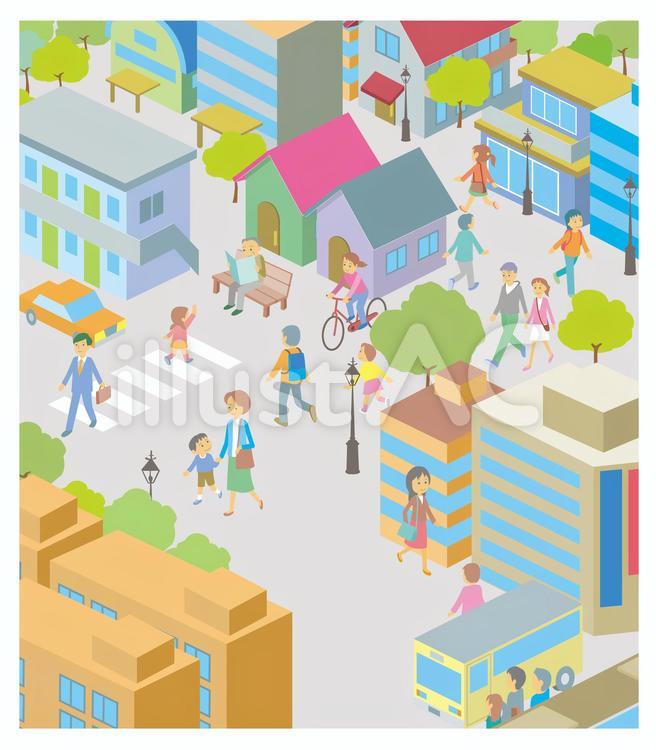 街並 街,人々,歩行者のイラスト素材