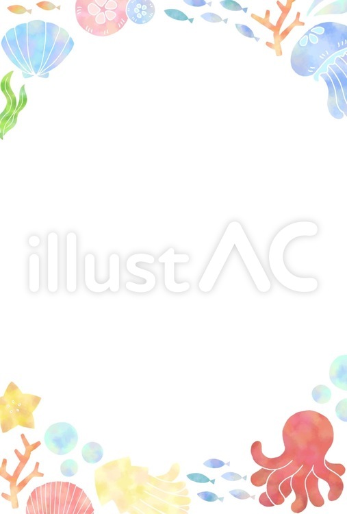 暑中見舞い・残暑見舞い 夏,海,貝殻のイラスト素材
