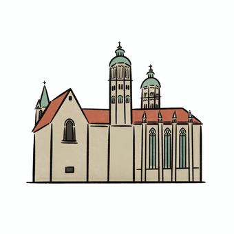 ナウムブルク大聖堂 ナウムブルク大聖堂_,文化遺産,世界遺産,遺産,手書きのイラスト素材