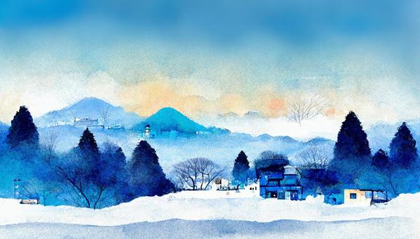 Watercolor illustration of a winter landscape, JPG Watercolor illustration of a winter landscape, , JPG