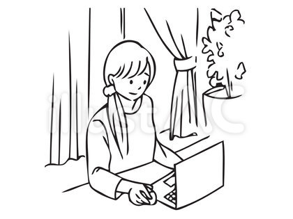 部屋でパソコンする女性