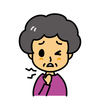 シニア女性　ノドの痛み 病気,のど,高齢者,症状,風邪,痛み,気管支炎,インフルエンザ,女性,咽頭炎のイラスト素材