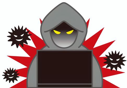 ハッカー ハッカー ハッカー,ハッキング,ウイルス,パソコン,コンピューターウイルス,ランサムウェア,詐欺,犯罪,犯罪者,ネット犯罪のイラスト素材