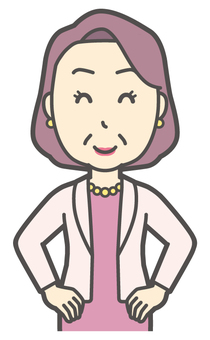 ニコニコ笑顔の裕福マダム ニコニコ,おばさん,中年,女性,富裕層,マダム,裕福,お金持ち,ミセス,おばちゃんのイラスト素材