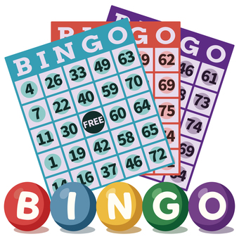 『BINGO』　挿絵 ビンゴ,ビンゴ大会,ビンゴカード,ボール,挿絵,かわいい,シンプル,白背景,透過,アイコンのイラスト素材