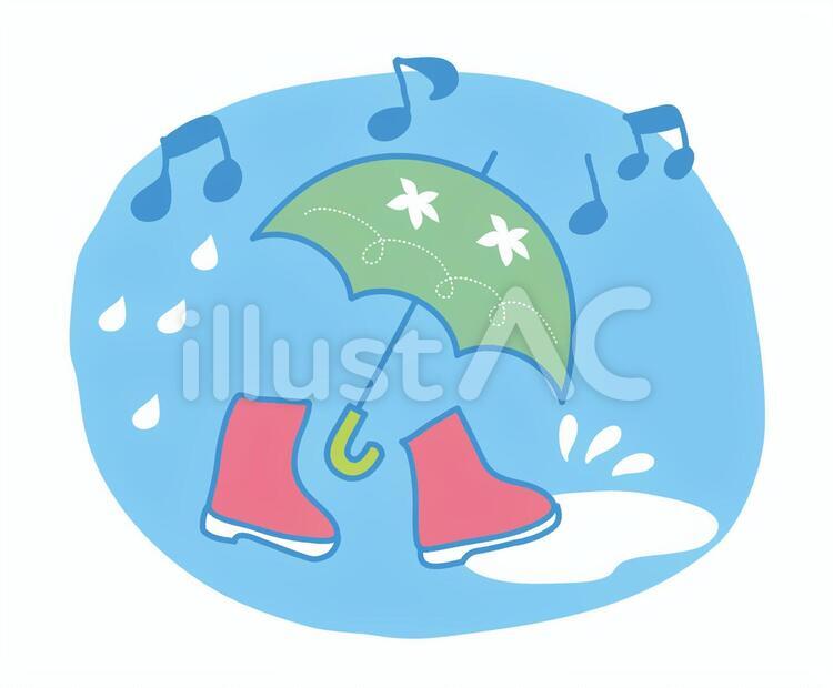 かさとあまぐつ あまぐつ,雨靴,ながぐつのイラスト素材