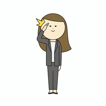 ビシッと敬礼するスーツの女性_了解 ビシッと敬礼するスーツの女性_了解 女性,人物,スーツのイラスト素材