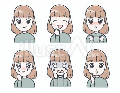 女の子表情いろいろセット