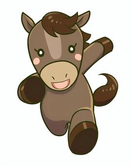 子供用に使える可愛い馬の年賀状イラスト 馬,年賀状,午年,干支,2026,2026年,かわいい,子馬,黒毛馬,年賀はがきのイラスト素材