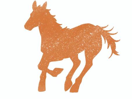 馬のシルエット　手描きテクスチャ素材 馬,年賀素材,手描き,シンプル,走る,牧場,競走馬,自然,動物,シルエットのイラスト素材