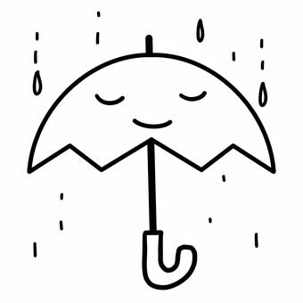 しとしと降る雨の傘イラスト モノクロ 雨,傘,雫のイラスト素材