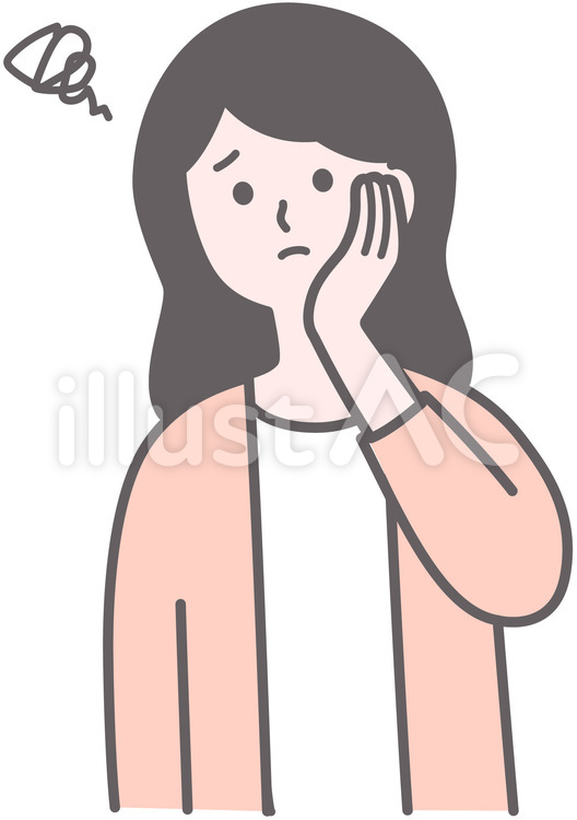 気分が悪い　なんとなく具合が悪い　疲れ 怠い,悩む,困ったのイラスト素材