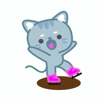 イラスト055 イラスト055 猫,スケート,アイススケート,冬,かわいい,キャラクター,イラスト,動物,猫イラスト,運動のイラスト素材