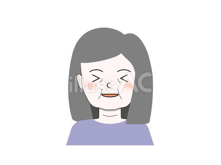 はしゃいだ表情のグレイヘアの女性 女性,老人,高齢者のイラスト素材