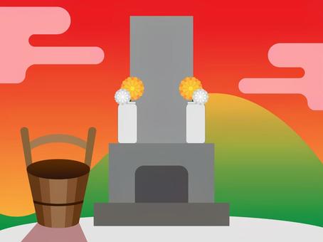 お彼岸のイラスト お彼岸,彼岸,墓参り,供養,先祖供養,日本,和,伝統,風習,夏のイラスト素材