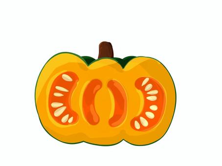 かぼちゃの中身 かぼちゃ,半分,野菜,輪切り,食材,冬至のイラスト素材