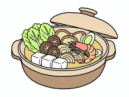鍋料理 鍋料理,和食,食べ物,料理,食事,シンプル,線画,手描きのイラスト素材