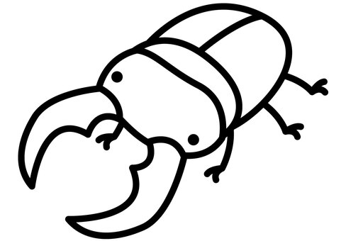 クワガタ-1c クワガタ,虫,昆虫,かわいい,シンプル,モノクロ,白黒,シルエットのイラスト素材