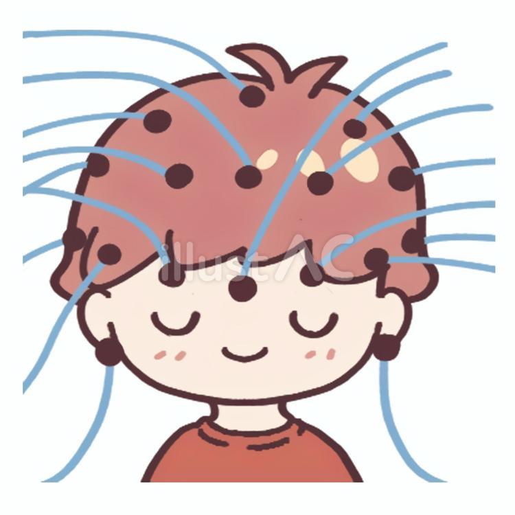 手書き風脳波男の子 手書き風脳波男の子 臨床検査技師,電極,患者のイラスト素材