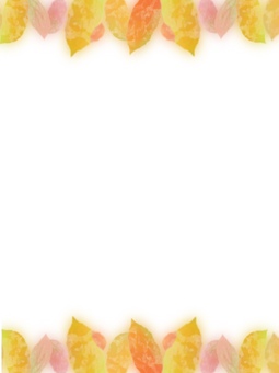 手描き白バックの落ち葉背景フレーム