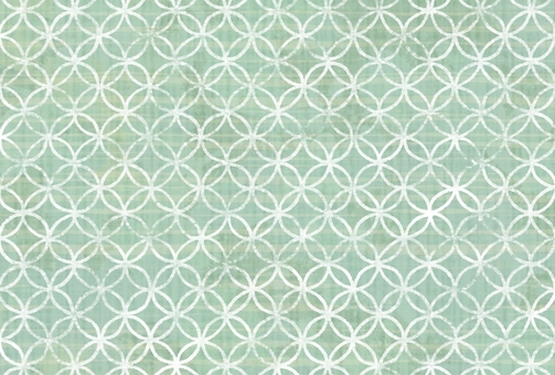 和柄ポストカード七宝柄緑 和柄,七宝紋様,七宝模様,七宝つなぎ,はがき,ポストカード,緑色,背景,水彩,手描きのイラスト素材