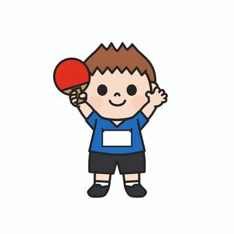 卓球のラケットを持ってアピールする男子2 卓球,卓球部,ラケット,ピンポン,球技,部活,テーブルテニス,インドアスポーツ,室内スポーツ,運動のイラスト素材