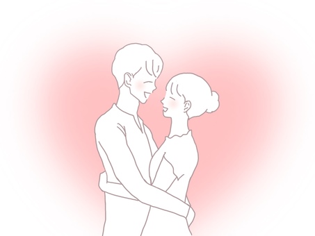 抱き合う笑顔のカップル カップル,男女,抱き合う,抱く,笑顔,恋人,夫婦,妻,夫,仲良しのイラスト素材