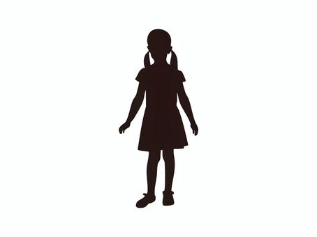 シルエット【女の子】3 人,全身,子供,女の子,立ち姿,アイコン,シルエット,かげ,影絵,シンプルのイラスト素材