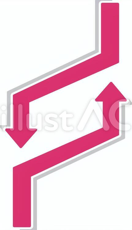 イラスト矢印右側通行方向指示看板道案内 矢印,赤,ピンクのイラスト素材