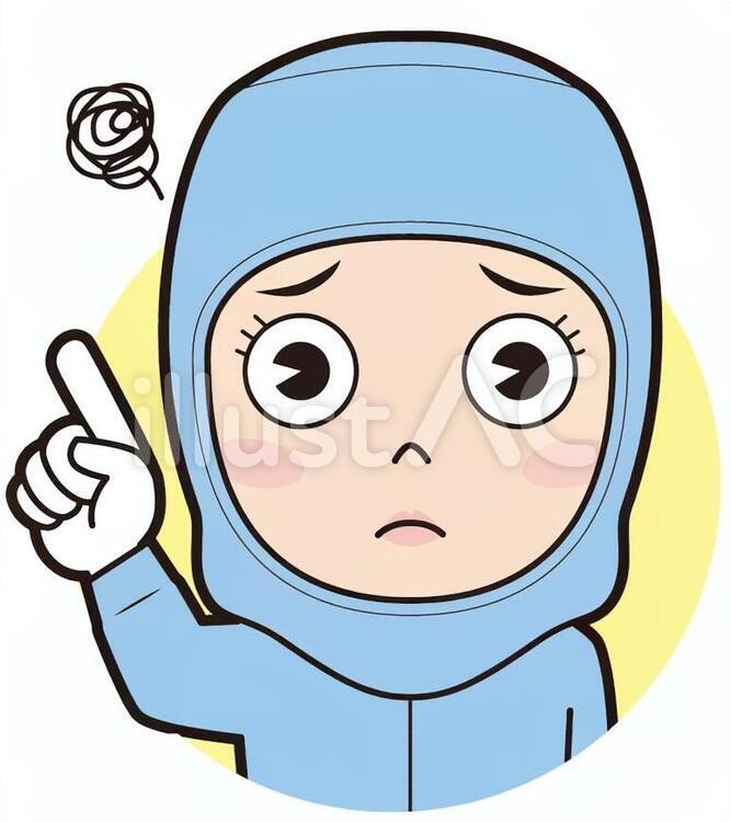 指差し防塵服女性（困る） 指差し,ポイント,チェックのイラスト素材