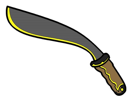 ククリの武具アイコン『黄』 ククリ,ナイフ,武器,刃,モチーフ,カラー,近接,攻撃,斬る,裂くのイラスト素材
