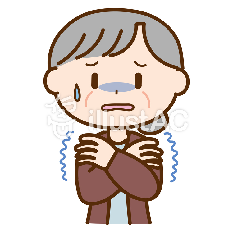 寒気がしているおばあさん 寒気,悪寒,風邪のイラスト素材