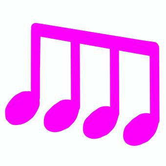 ピンクの手書き8分音符(4連) ピンクの手書き8分音符(4連) 8分音符,八分音符,音符,4連,おんぷ,楽譜,譜面,音楽,背景透明,pngのイラスト素材