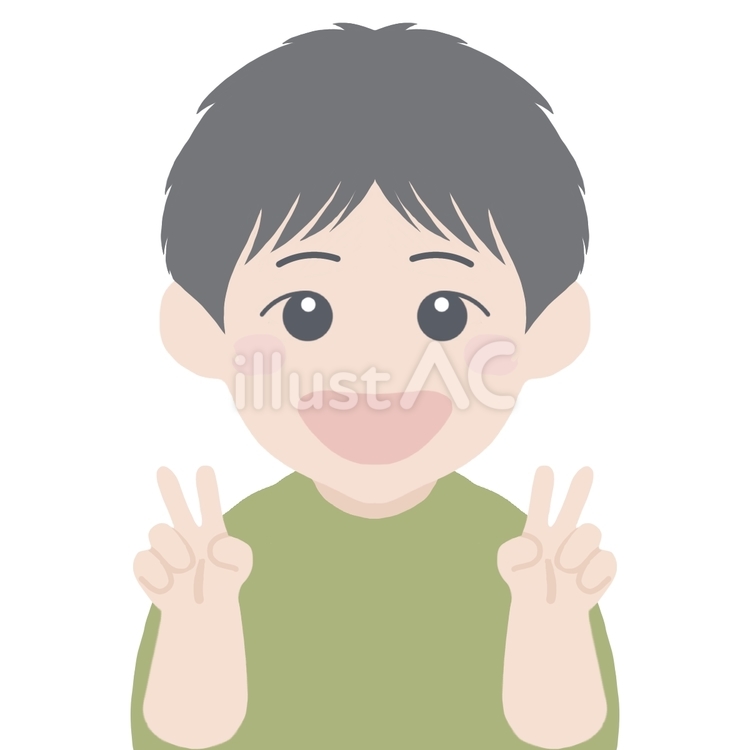 ダブルピースをする男の子　 ピース,ダブル,男の子のイラスト素材