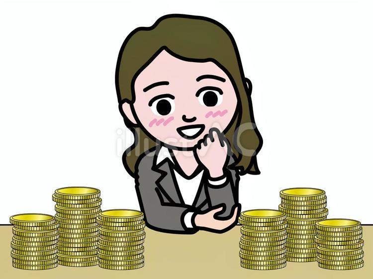 壱A：新NISA投資_社員女子A_CS3 女性,硬貨,金貨のイラスト素材
