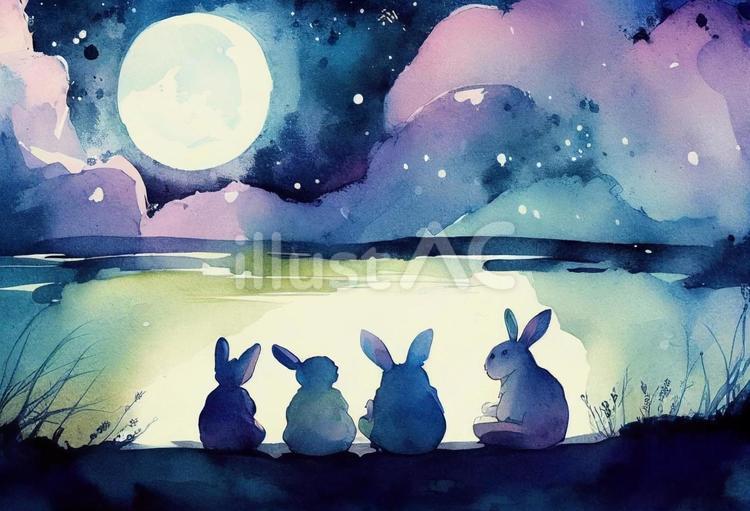 秋の背景イメージ017　お月見・十五夜 秋,背景,十五夜のイラスト素材